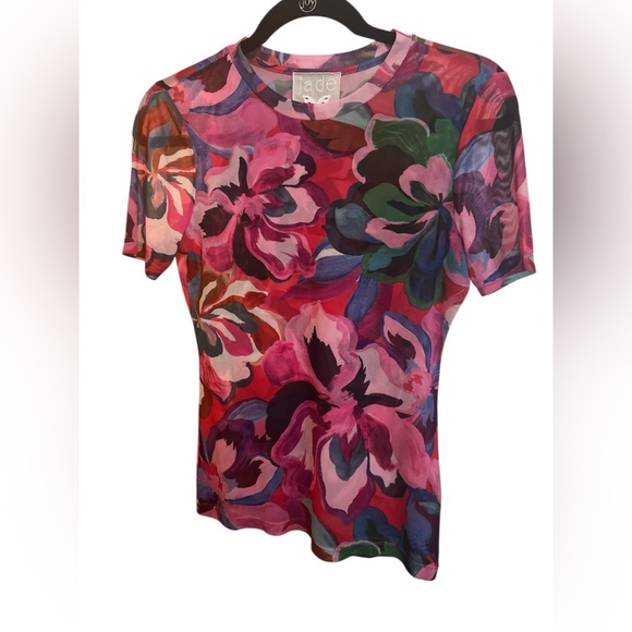 Johnny Was Tops - Johnny Was Multicolor Eleanor Mesh Short Sleeve Tee Size S